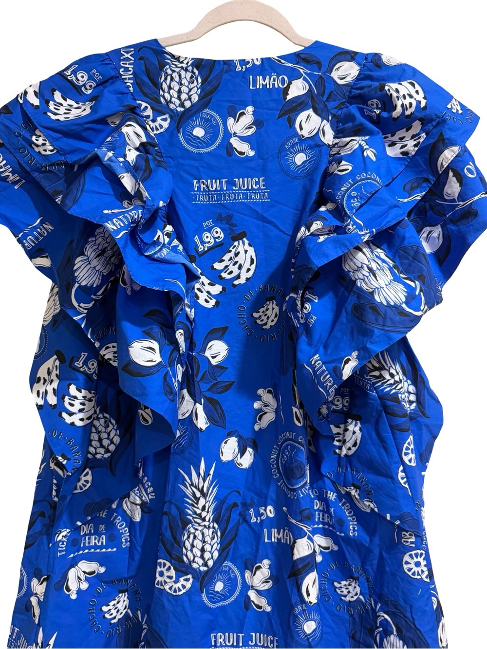 💙 Farm Rio Flutter Sleeve Babydoll Mini Dress Floral Boho Tiered Dress Size XL - Picture 12 of 16